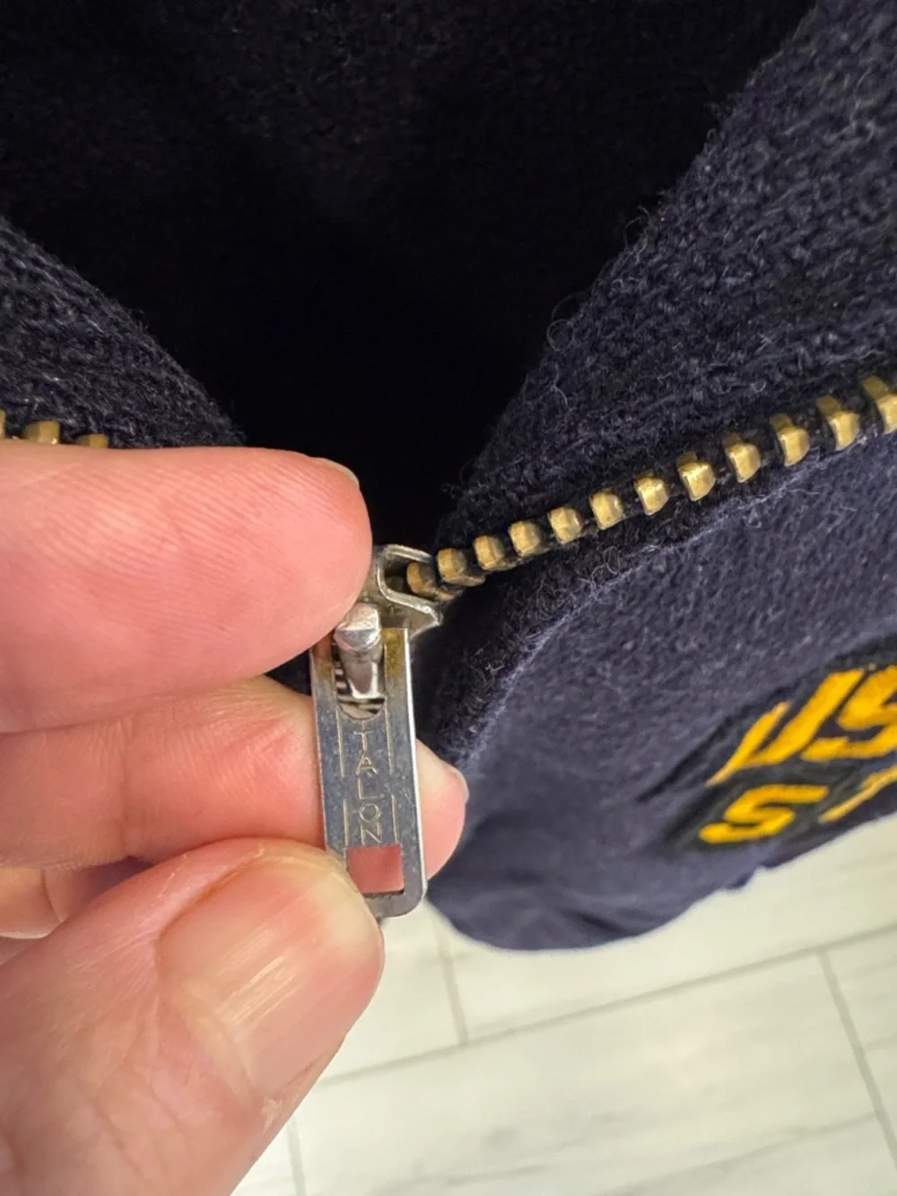 Vintage Midshipman Coat Navy Military Zip-Up Hoodie w/ Gold USNA Appliqué READ